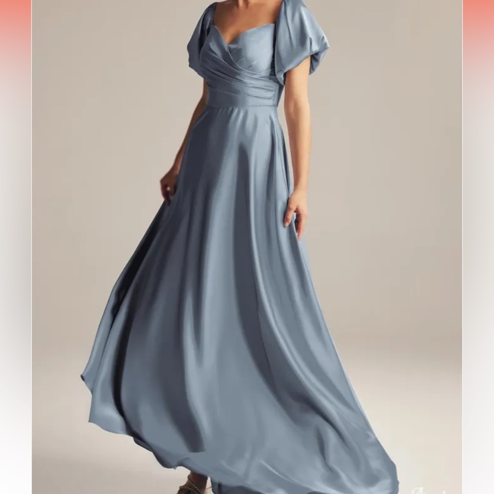 Bridesmaid dress dusty blue satin - charmeuse